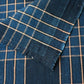 Close-up view of vintage Japanese indigo check cotton from a futon cover.