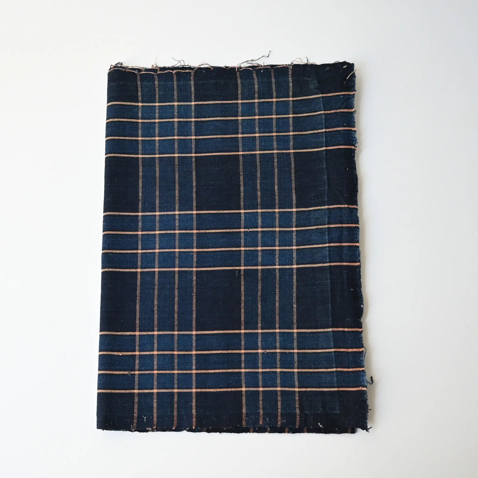 Vintage Japanese indigo check cotton from a futon cover.