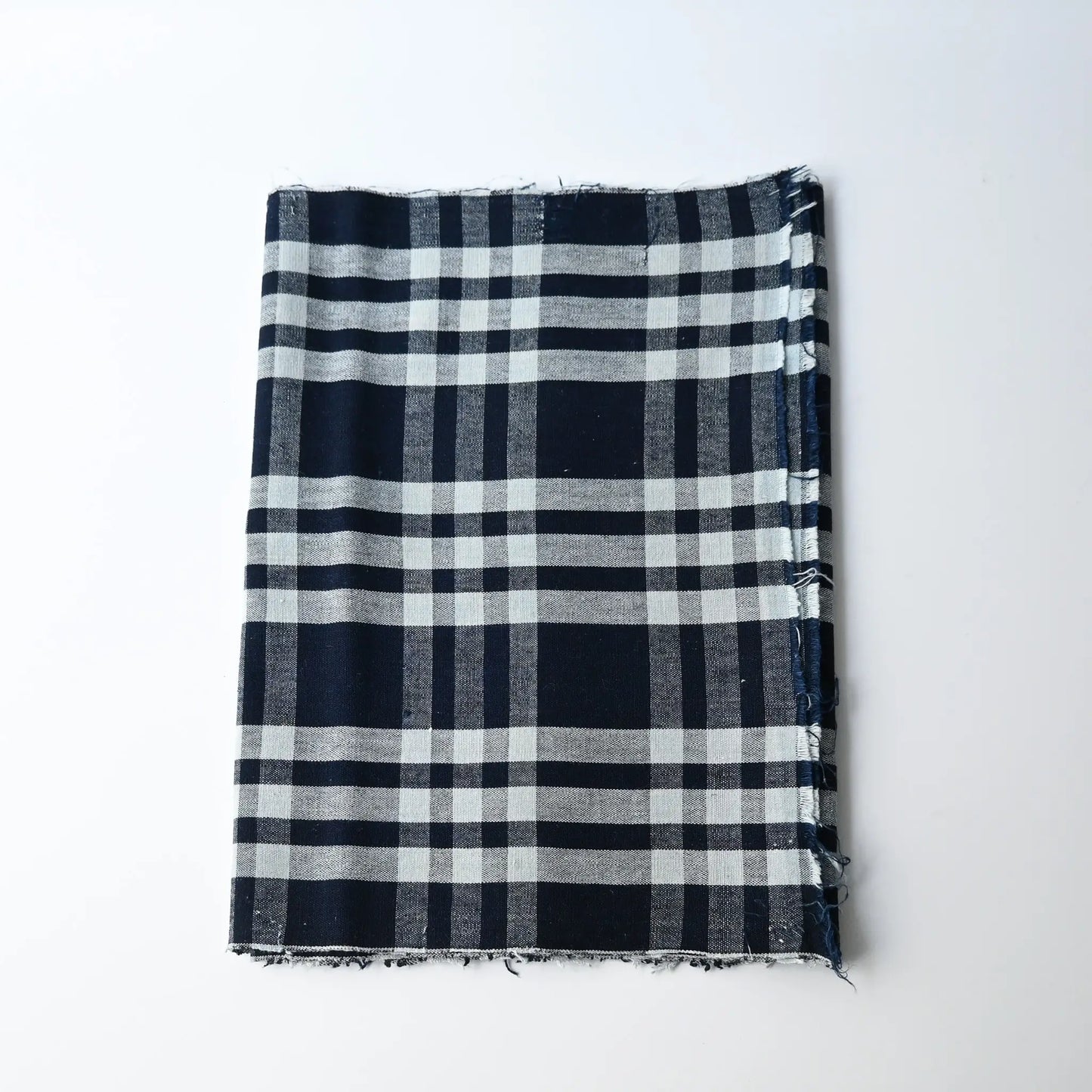 Vintage Japanese indigo check cotton, a futon cover panel from the 20th century.