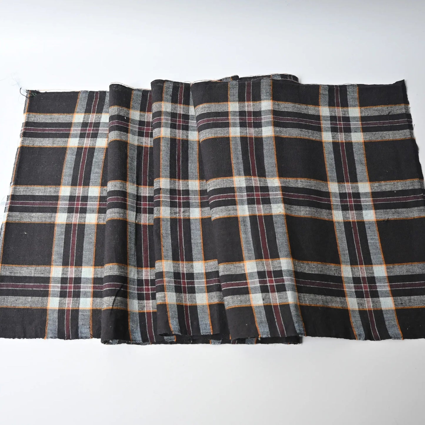 Full view of vintage indigo check cotton piece from a futon cover, mid-20th century.