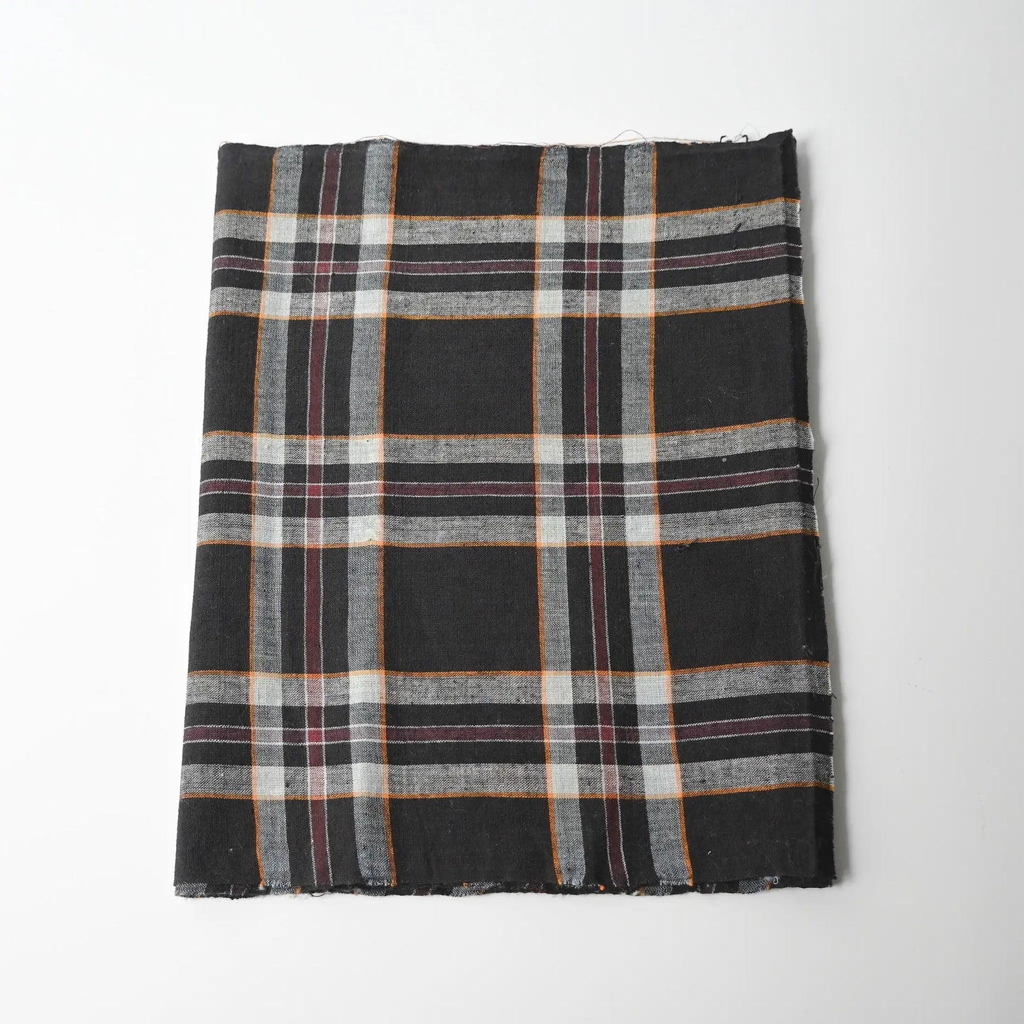 Vintage indigo check cotton piece from a futon cover, mid-20th century.