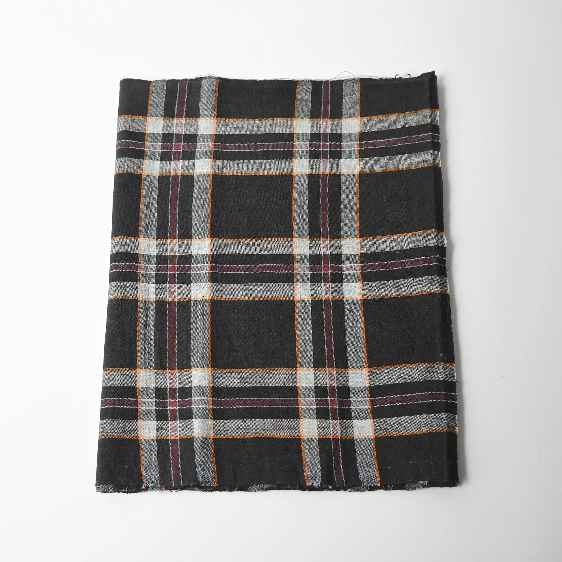 Vintage indigo check cotton piece from a futon cover, mid-20th century.
