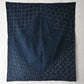 Full view of Vintage indigo cotton furoshiki with reinforced traditional Japanese sashiko stitch around the  corners.