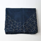 Vintage indigo cotton furoshiki with reinforced traditional Japanese sashiko stitch around the  corners.