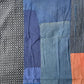 Detailed view of vintage futon cover made from a mix of various cottons recycled from kimono and kimono linings.