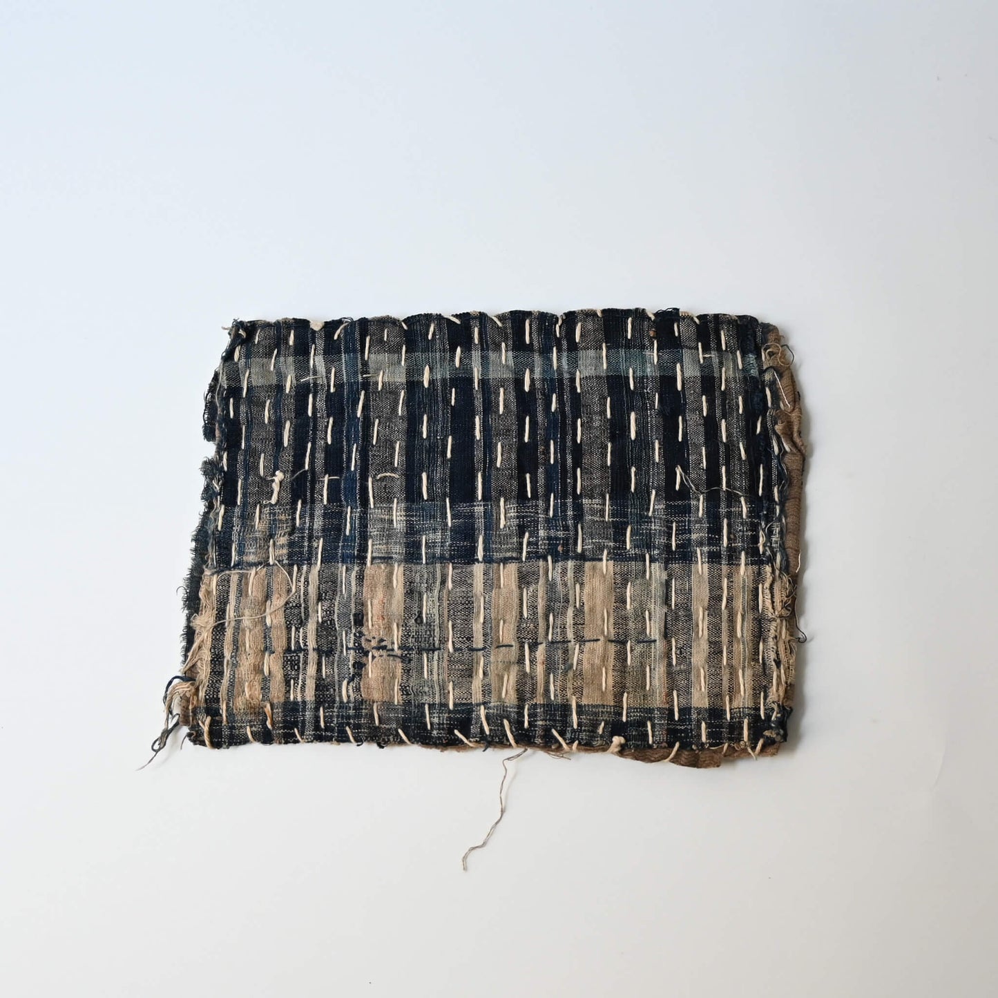 Vintage Japanese zokin made from old recycled indigo cotton pieces with sashiko stitching.
