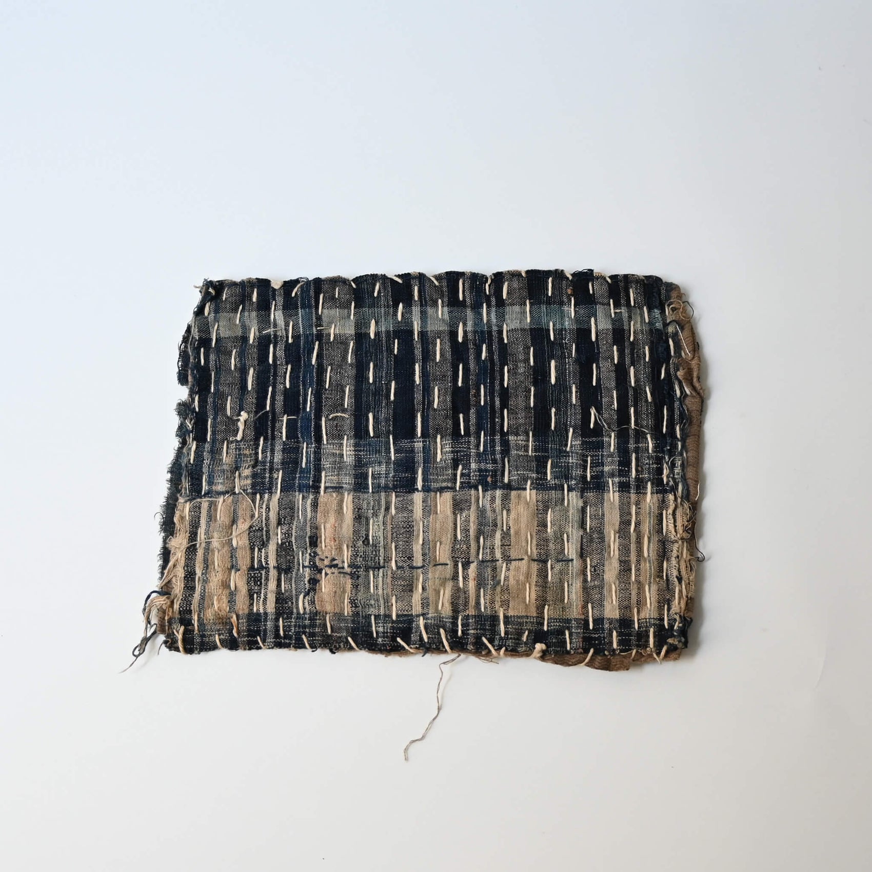 Vintage Japanese zokin made from old recycled indigo cotton pieces with sashiko stitching.