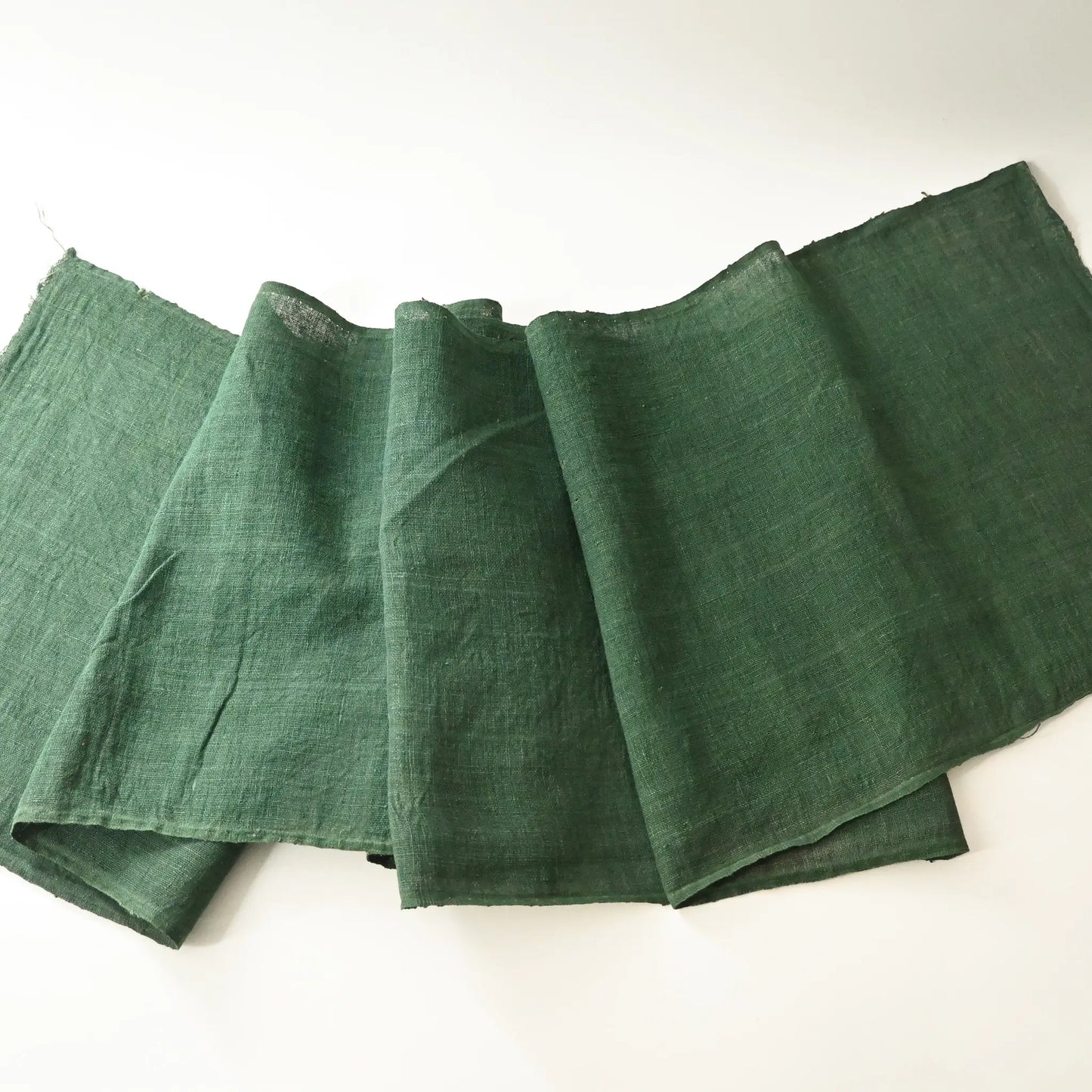 Full view of vintage Japanese indigo green Kaya cotton piece from the mid-20th century.