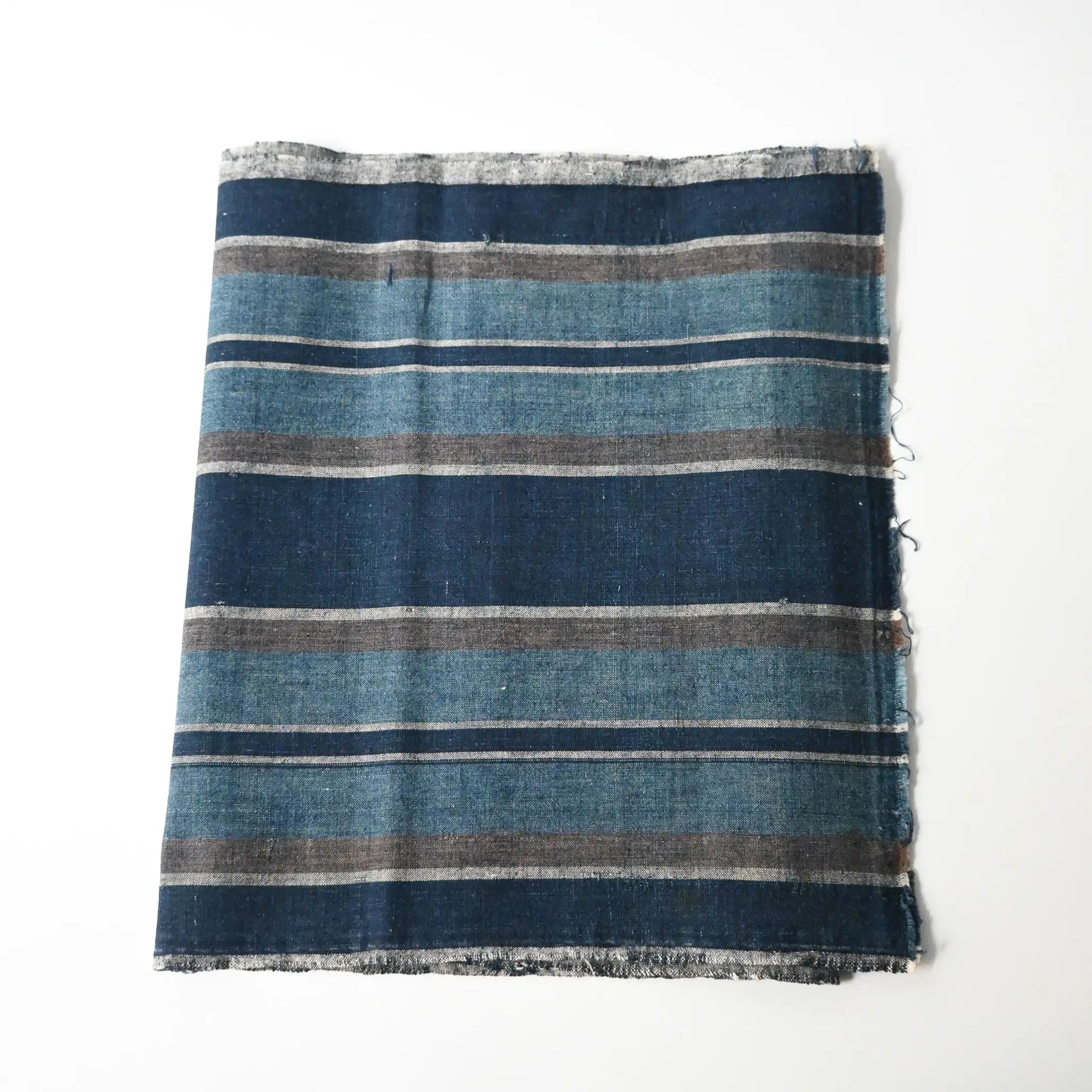 Vintage Japanese indigo stripe cotton futon cover panel.