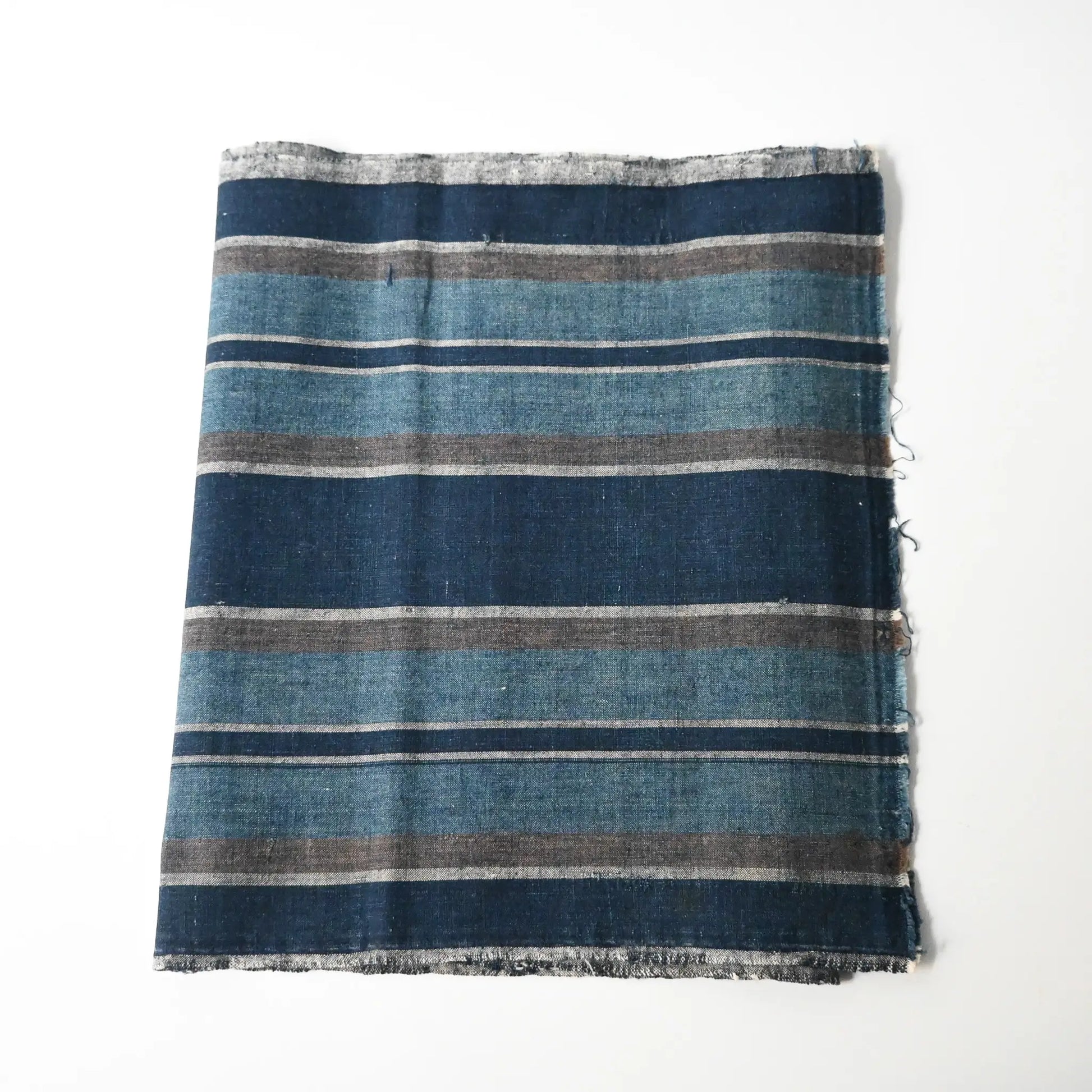 Vintage Japanese indigo stripe cotton futon cover panel.