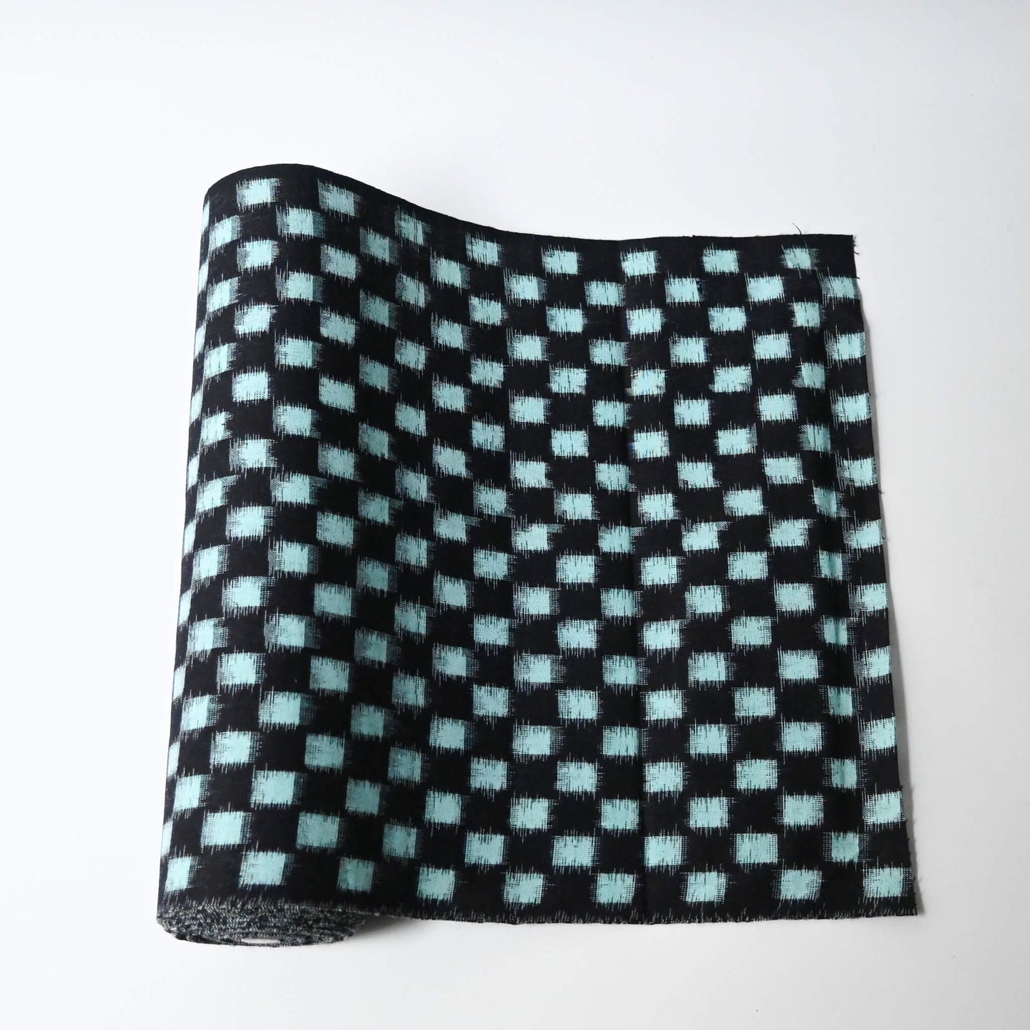 Vintage Japanese indigo classic kasuri check cotton sold by the metre.