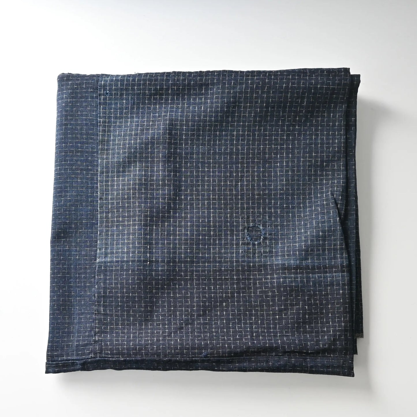 Vintage four-panel indigo cotton futon cover with subtle Kasuri pattern from 20th century.