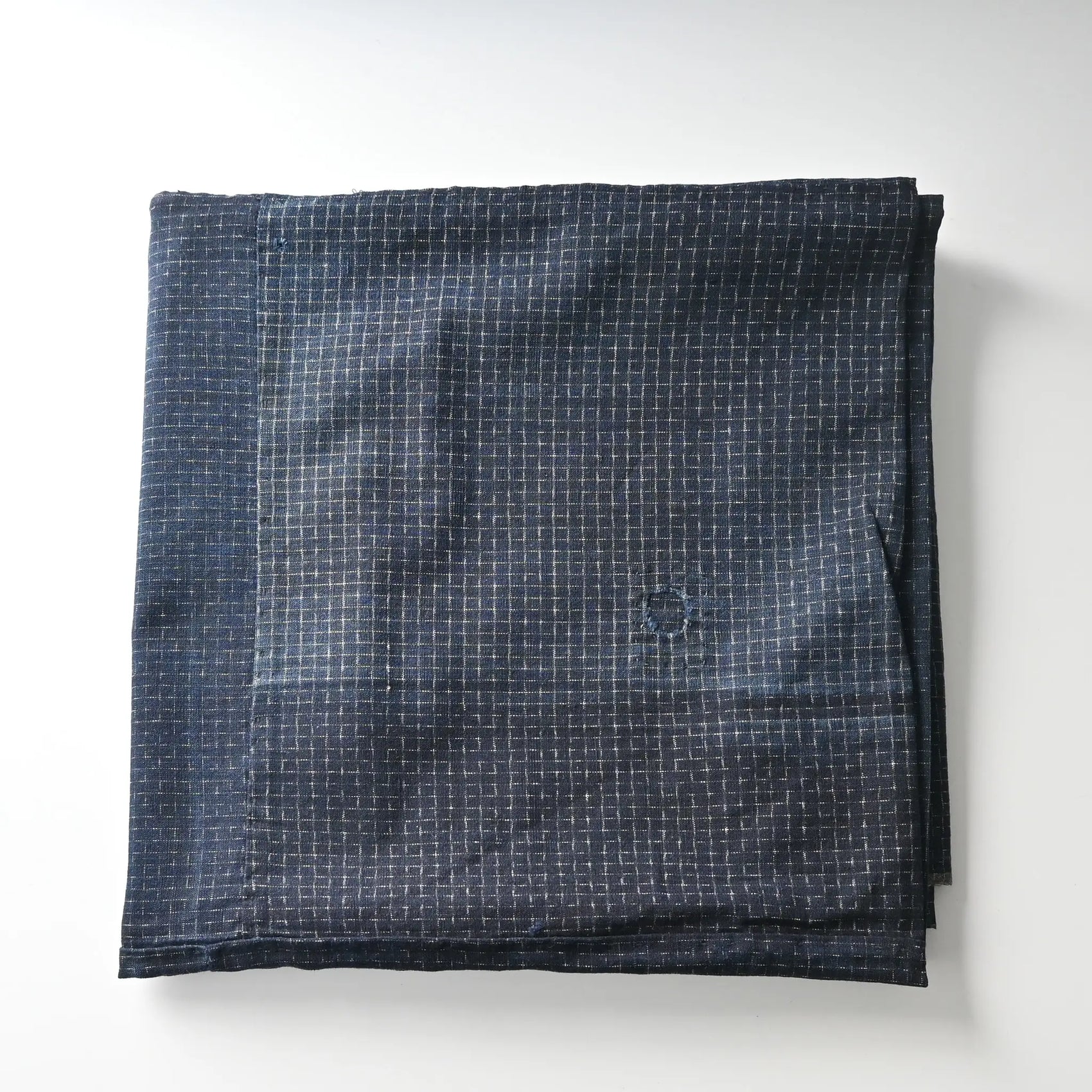 Vintage four-panel indigo cotton futon cover with subtle Kasuri pattern from 20th century.
