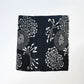 Vintage indigo katazome cotton fragment with peony, chrysanthemum and noshi paper motifs.