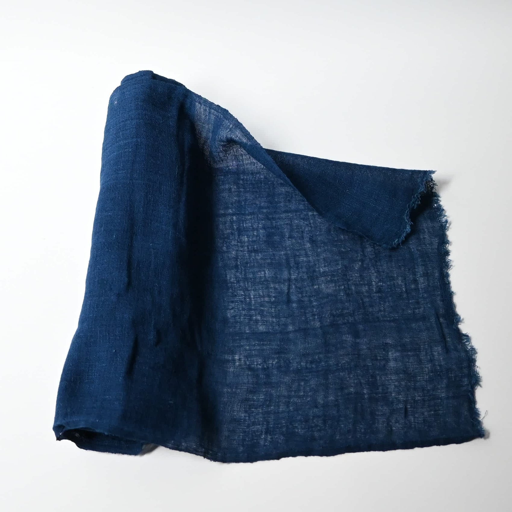 Vintage Japanese indigo open weave Kaya mosquito net cotton panel.