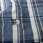 Close-up of vintage Japanese indigo plaid cotton futon cover with some small mended patches.
