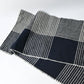 Vintage indigo striking check cotton futon cover panel from the mid-20th century.