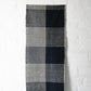 Hanging view of vintage indigo striking check cotton futon cover panel from the mid-20th century.