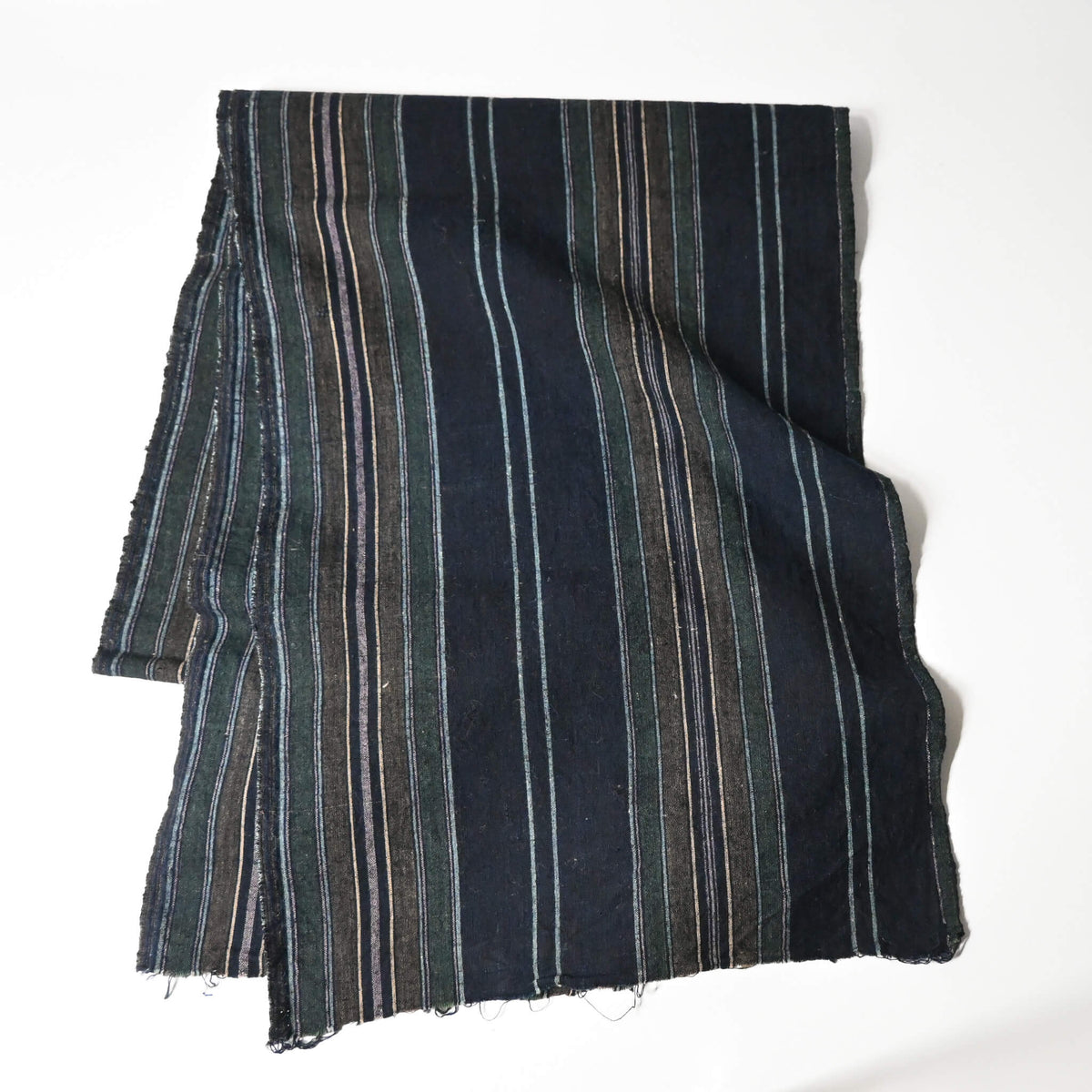 Vintage Japanese indigo stripe cotton piece from a futon cover, mid-20th century.
