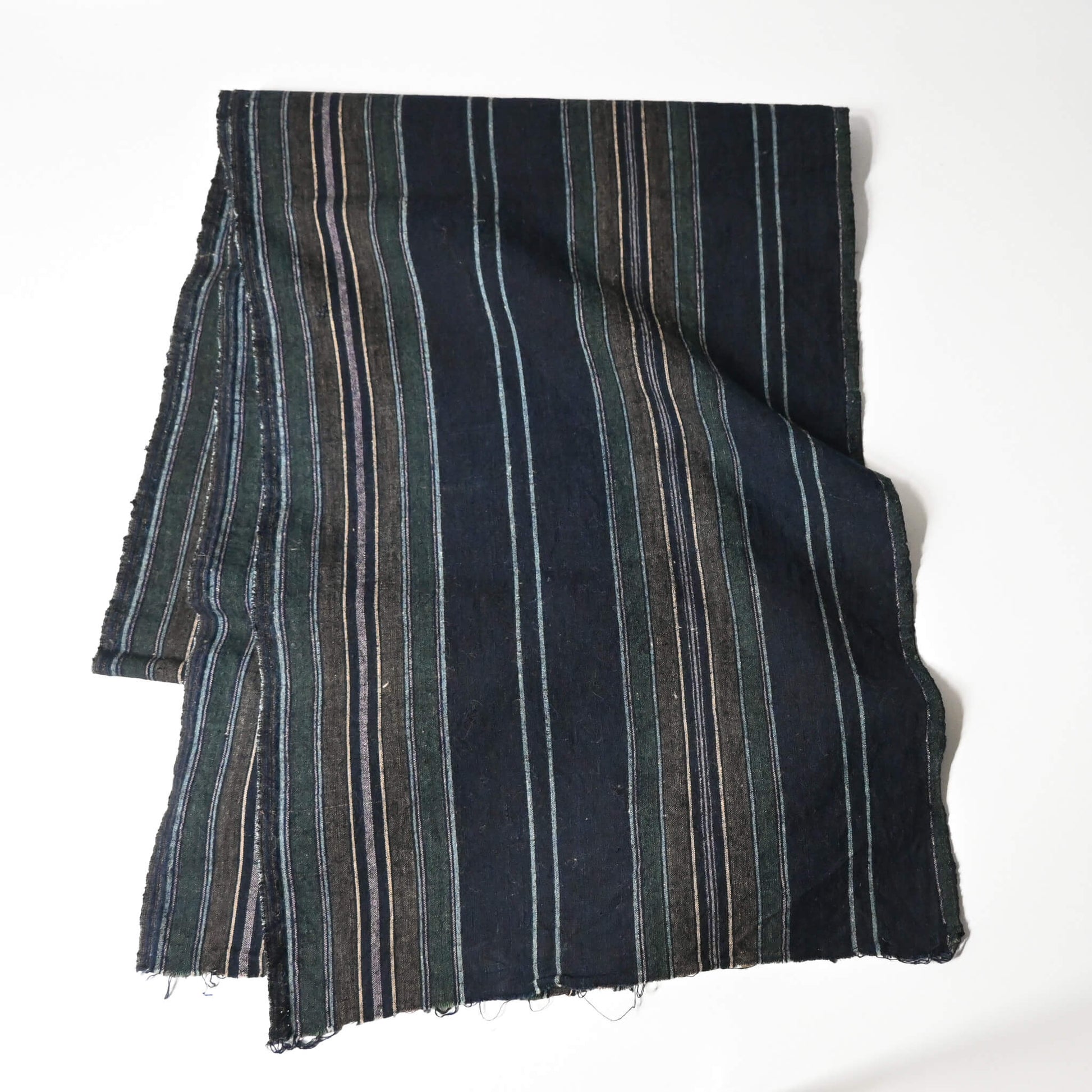 Vintage Japanese indigo stripe cotton piece from a futon cover, mid-20th century.