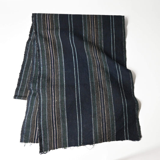 Vintage Japanese indigo stripe cotton piece from a futon cover, mid-20th century.