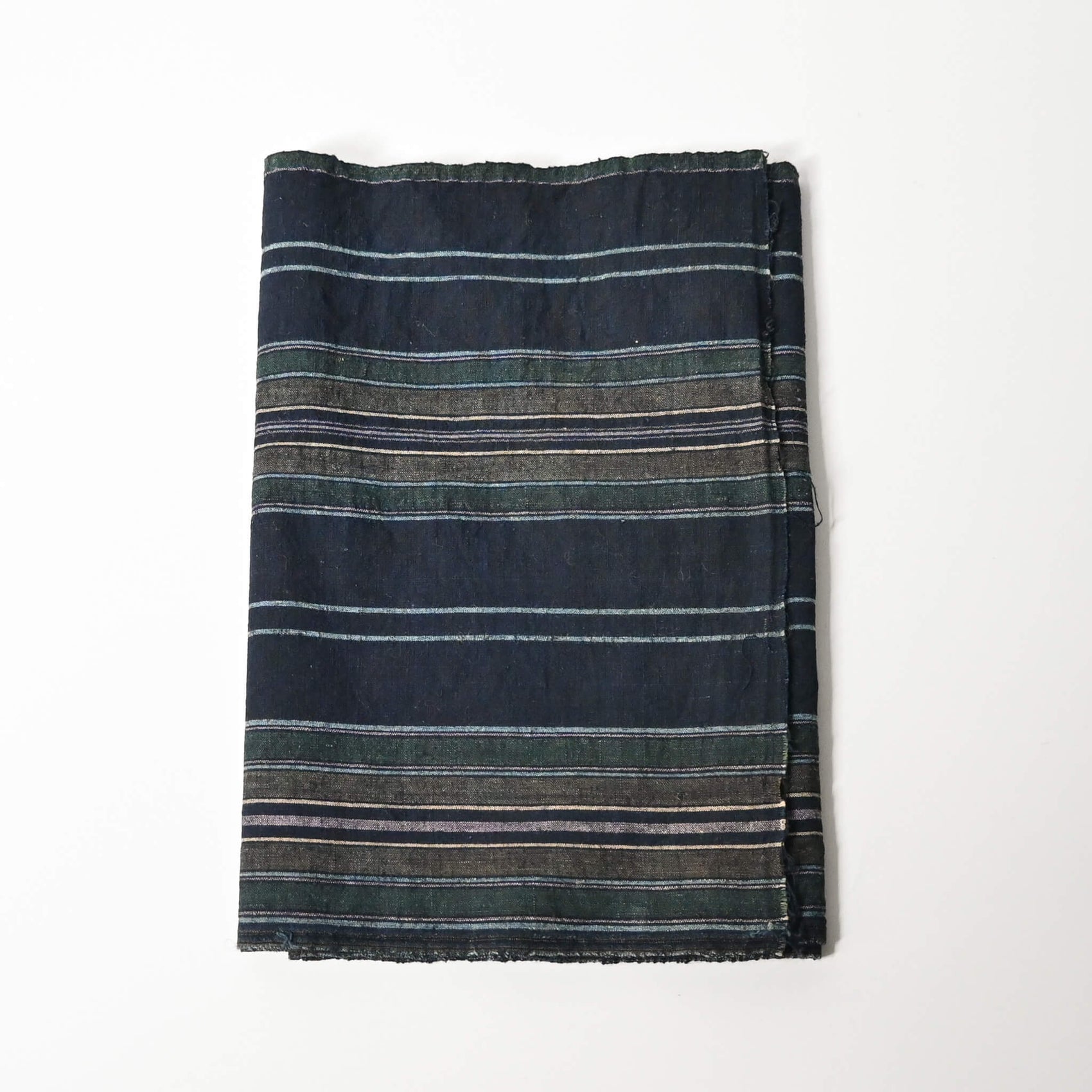 Vintage Japanese indigo stripe cotton piece from a futon cover, mid-20th century.