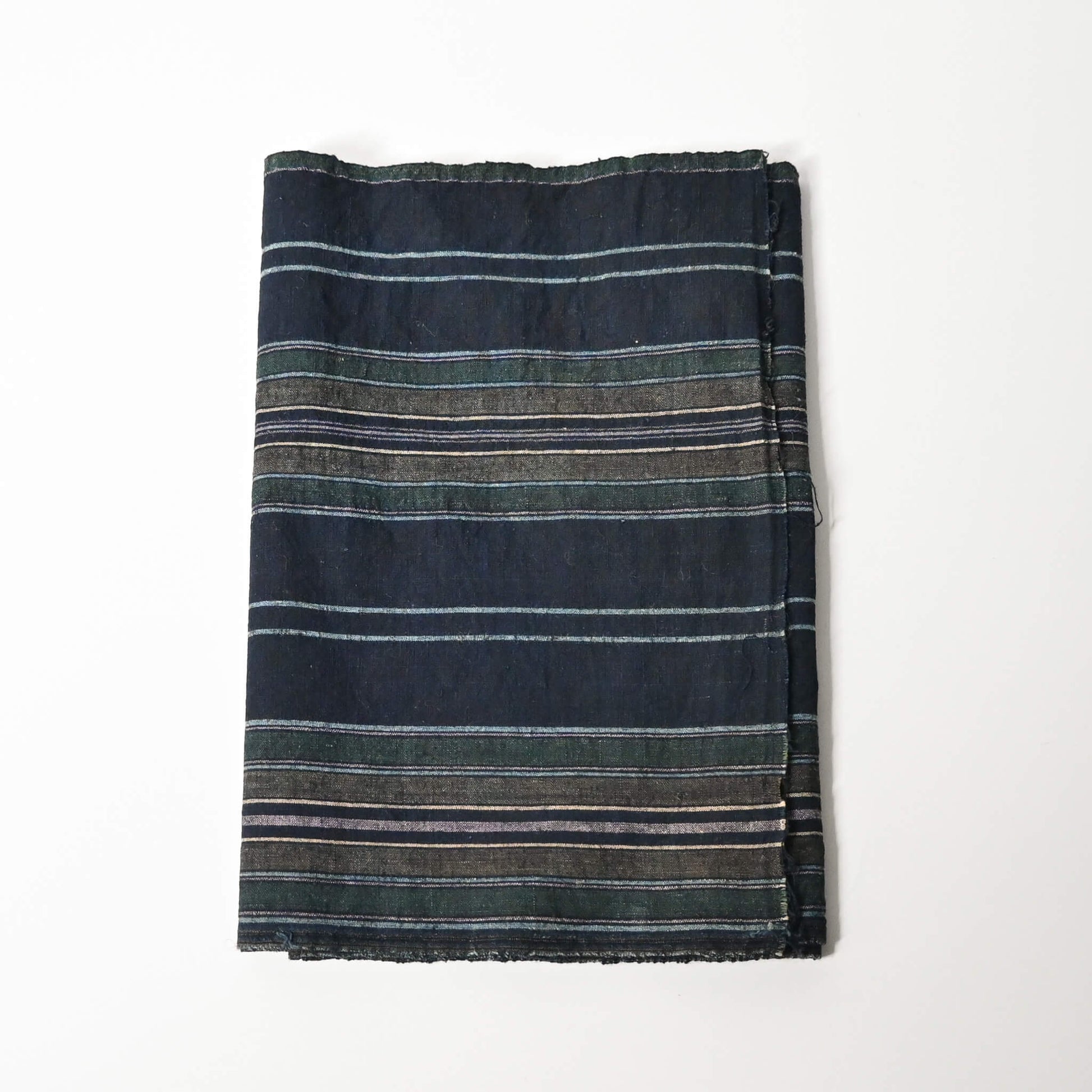 Vintage Japanese indigo stripe cotton piece from a futon cover, mid-20th century.