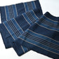 Full view of vintage Japanese indigo stripe cotton from futon cover.