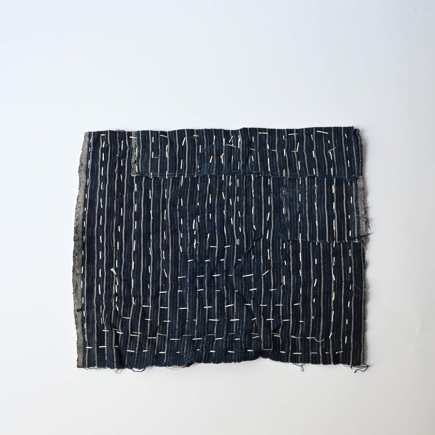 Vintage Japanese indigo Zokin cleaning cloth made from old recycled pieces with hand sashiko stitching.