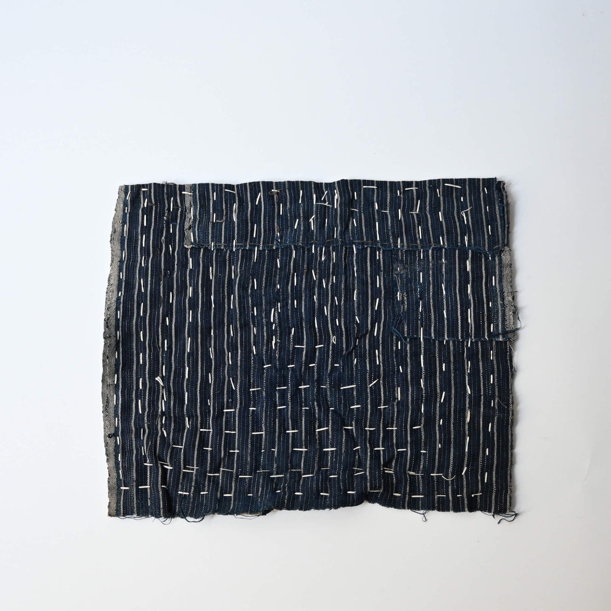 Vintage Japanese indigo Zokin cleaning cloth made from old recycled pieces with hand sashiko stitching.