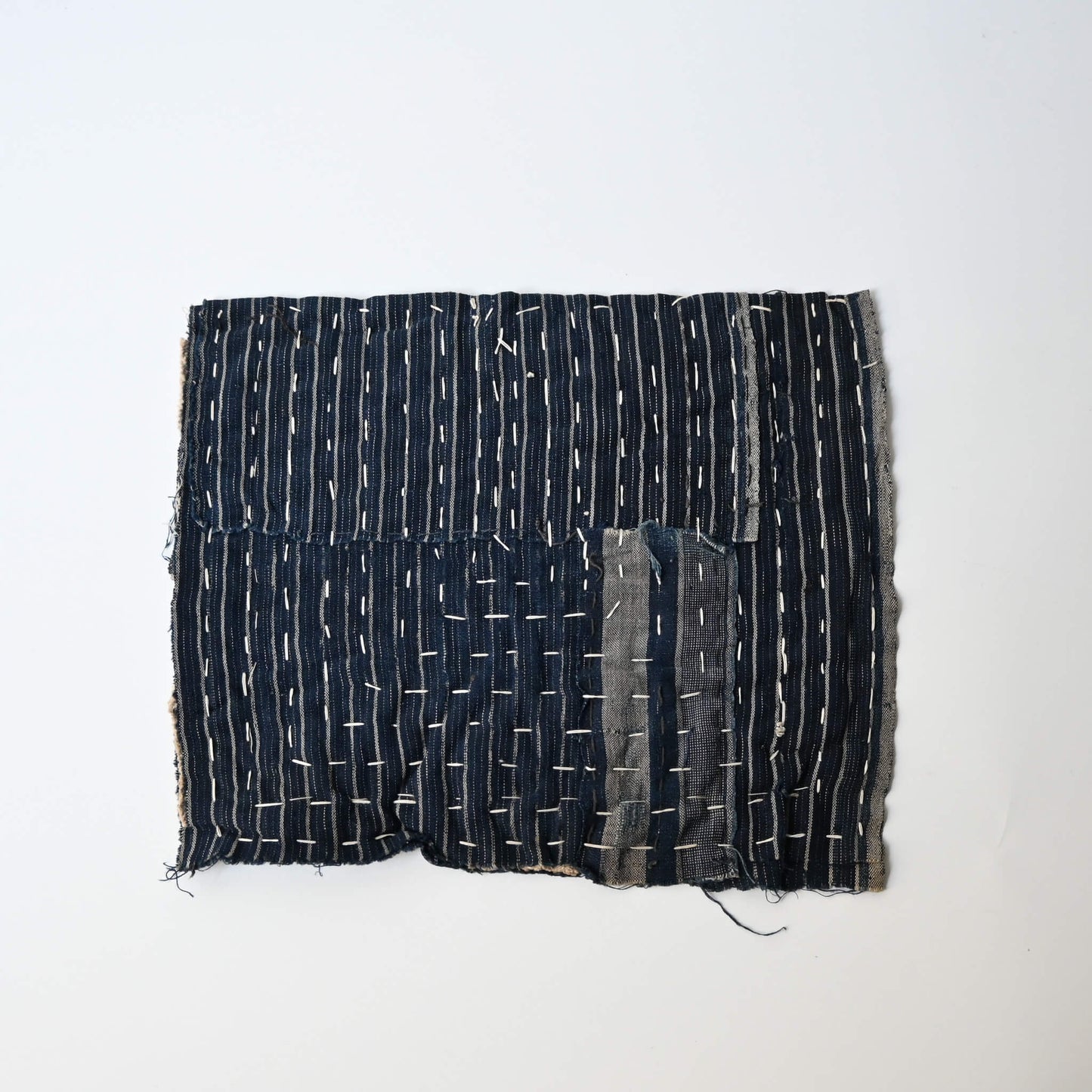 Vintage Japanese indigo Zokin cleaning cloth made from old recycled pieces with hand sashiko stitching.