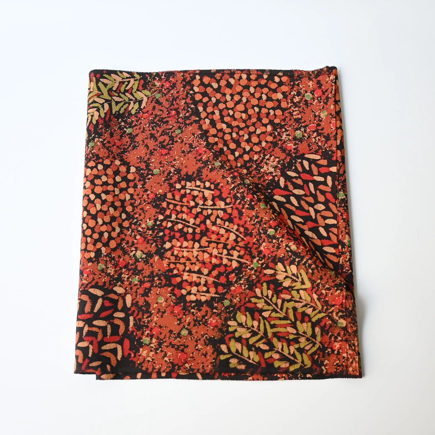 Vintage Japanese autumn colour palette heavy silk crepe kimono fabric with a botanical pattern.