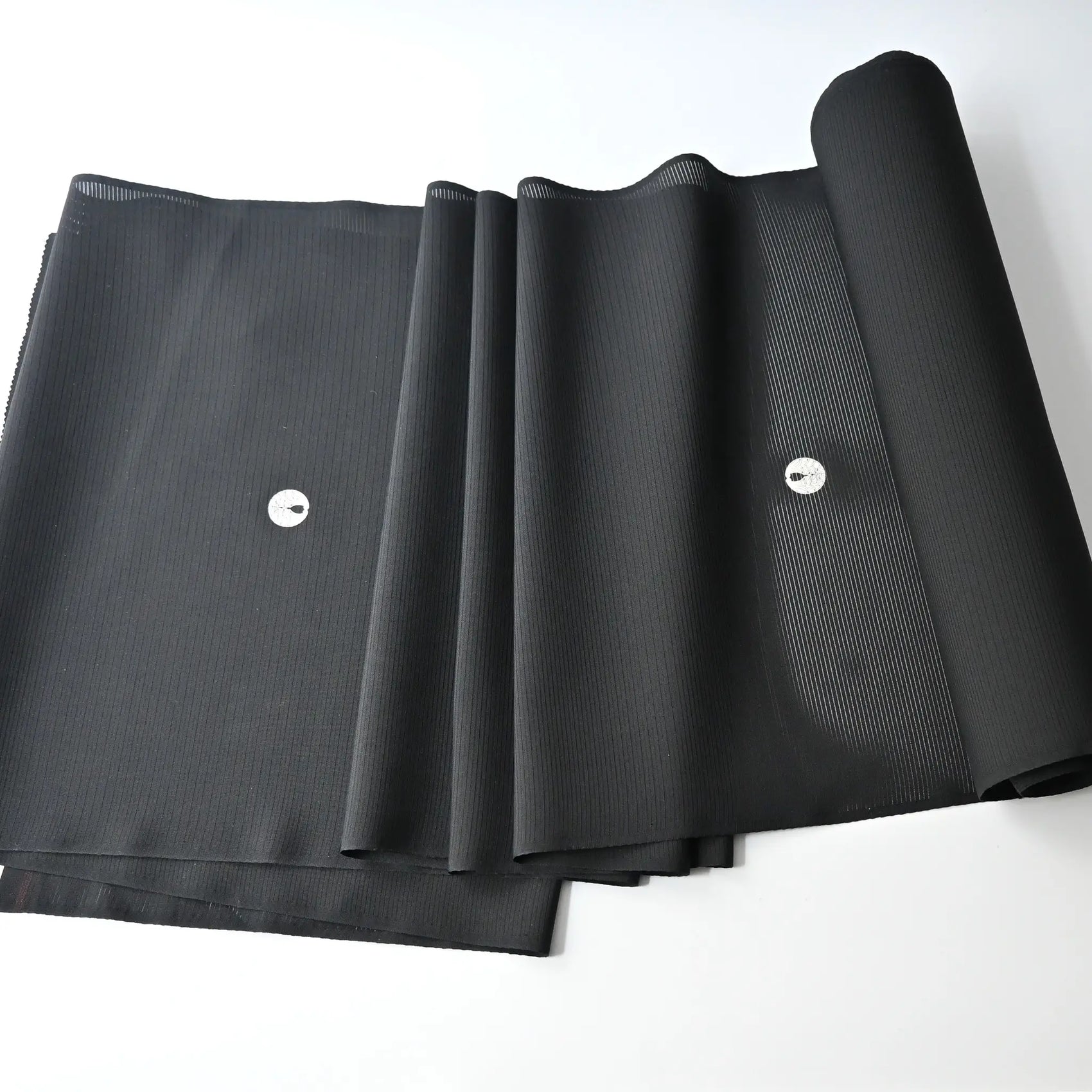 Vintage Japanese plain black Ro silk kimono fabric drapes beautifully.