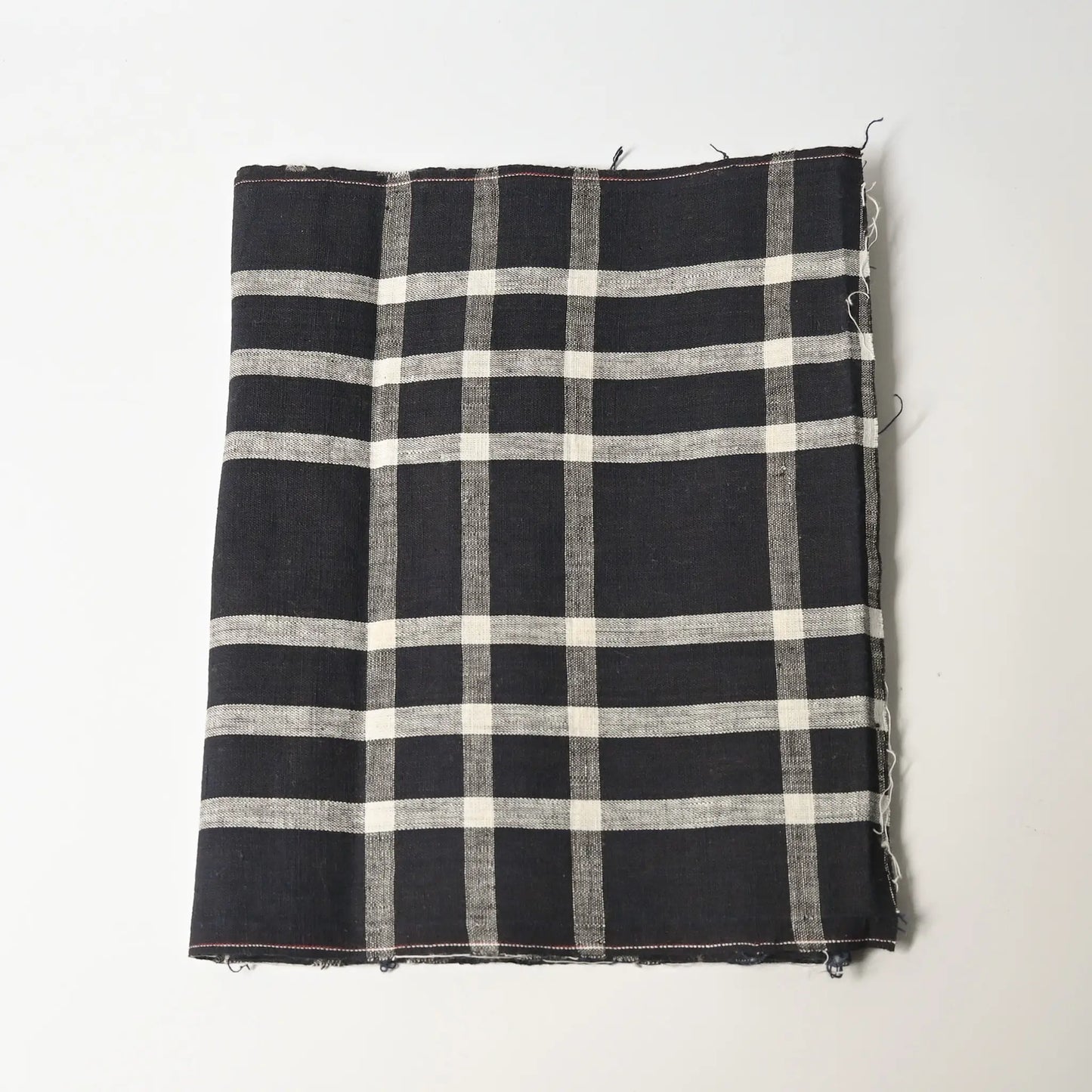 Vintage Japanese indigo check cotton from a futon cover, 20th century.