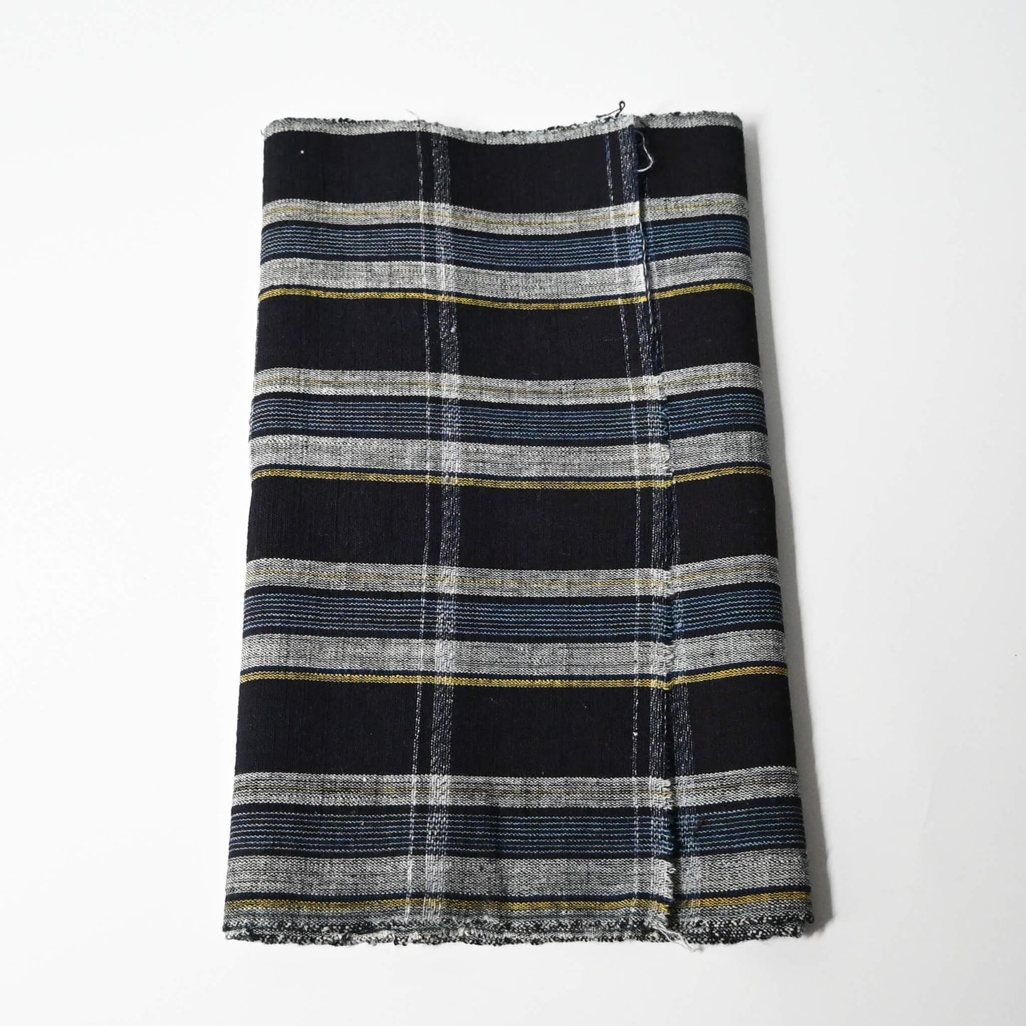 Vintage Japanese indigo check cotton fabric piece.