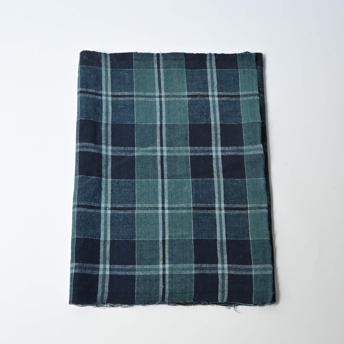 Vintage Japanese indigo check cotton from futon cover.