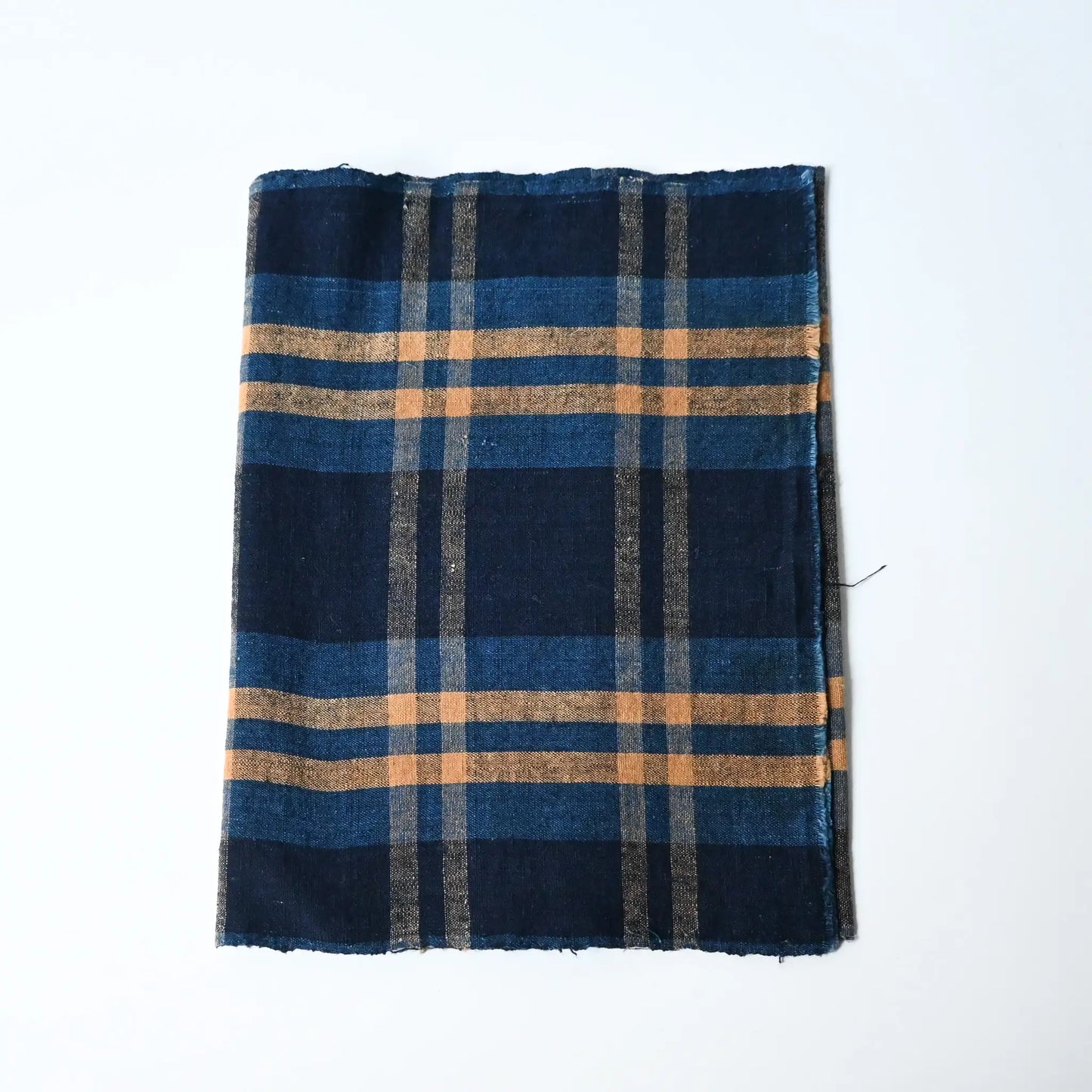Vintage Japanese indigo check cotton, originally part of futon cover from the mid-20th century.