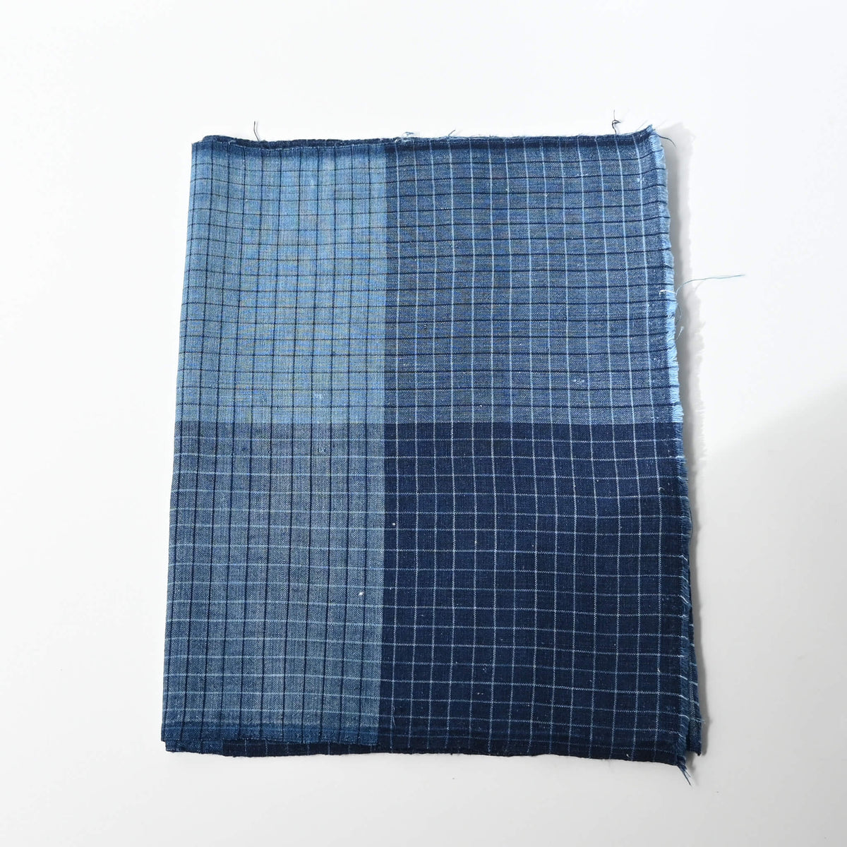 Vintage Japanese indigo check cotton from futon cover in medium-weight.