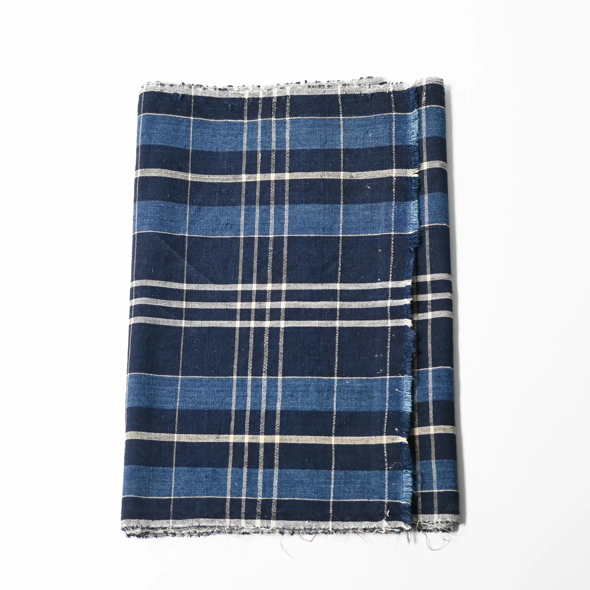 Vintage Japanese indigo check cotton piece, a panel from a futon cover.