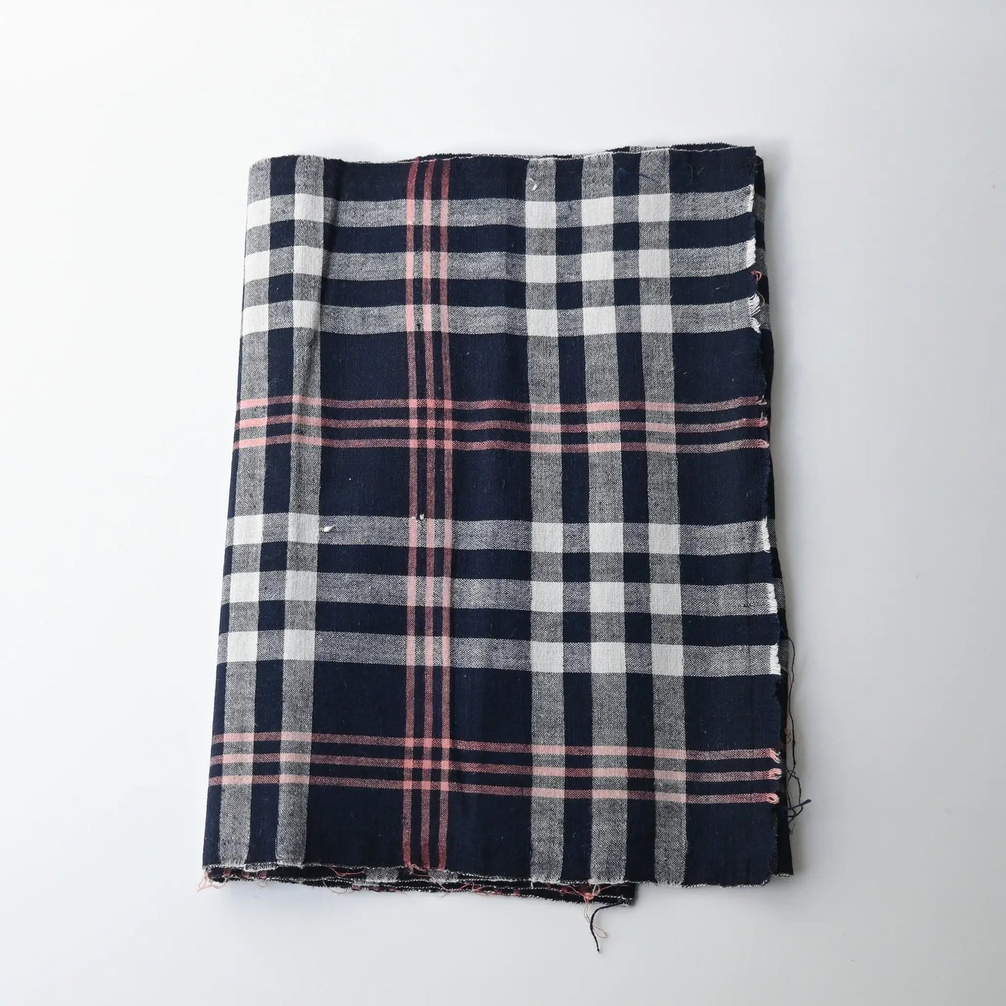 Vintage Japanese indigo check cotton futon cover panel from the 20th century.