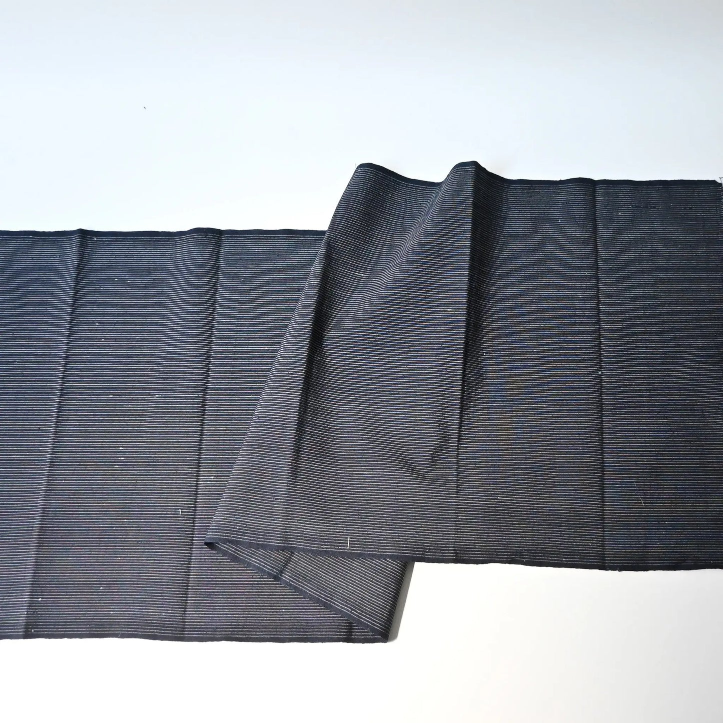 Full view of vintage Japanese indigo pinstripe cotton from the mid-20th century.