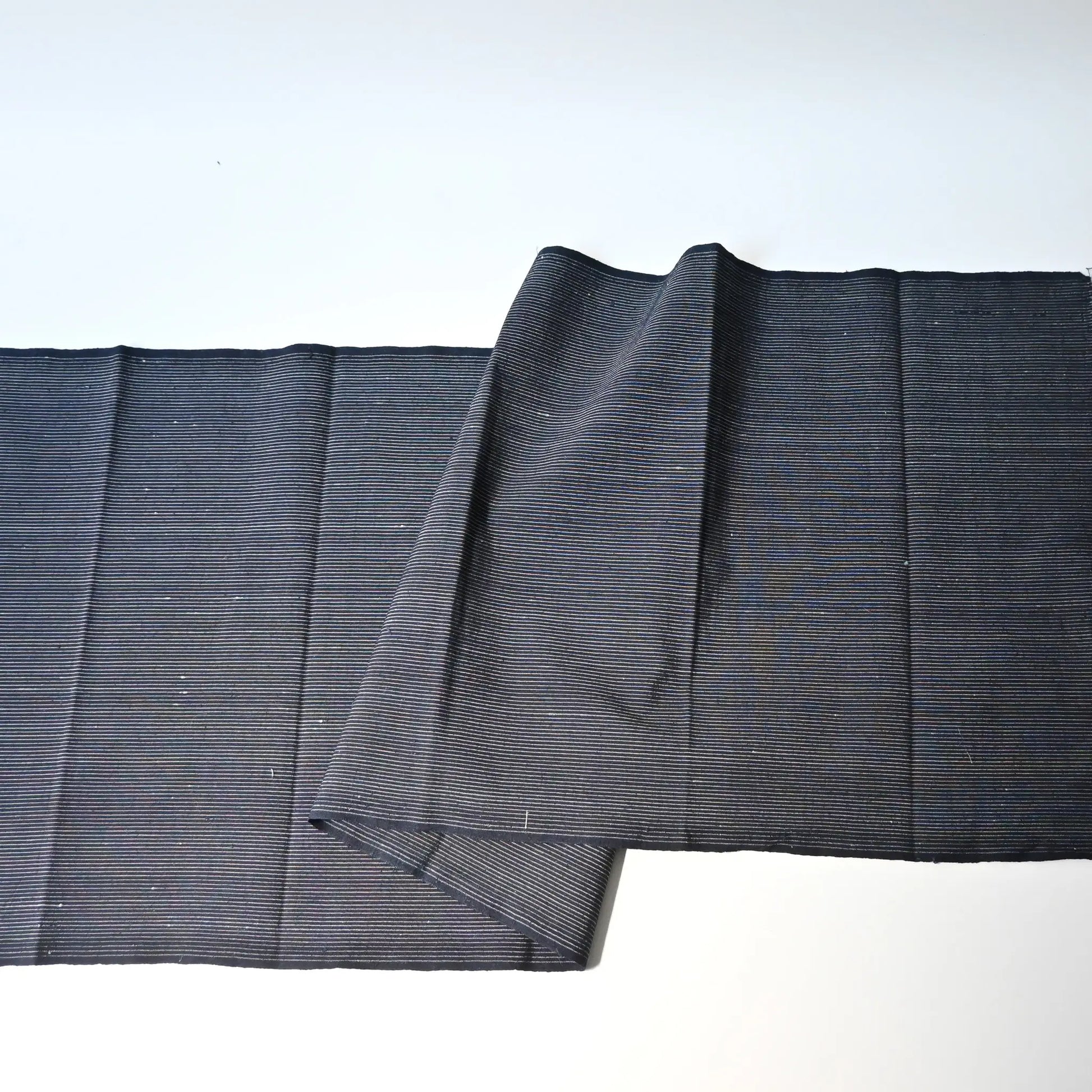 Full view of vintage Japanese indigo pinstripe cotton from the mid-20th century.