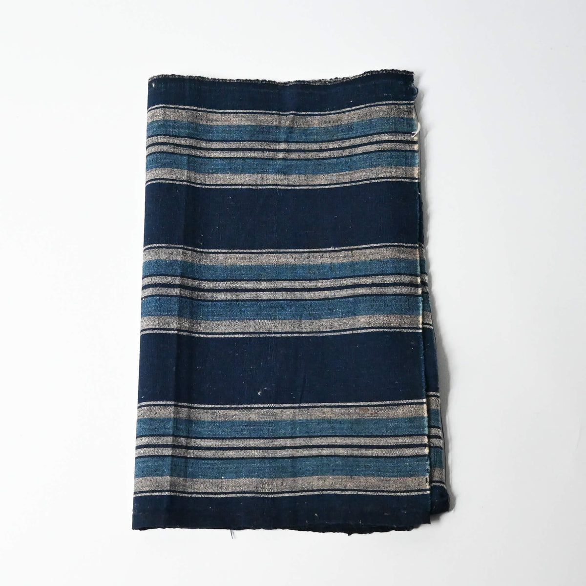 Vintage Japanese indigo stripe cotton piece, originally a part of a futon cover, mid-20th century.