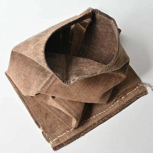 Vintage heavy cotton sake bag called Sakabukuro, dyed with kakishibu fermented persimmon juice.