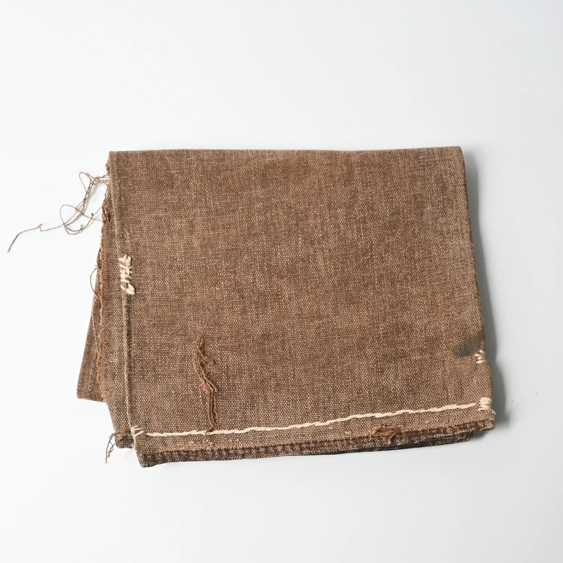 Vintage heavy cotton sake bag called Sakabukuro, dyed with kakishibu fermented persimmon juice.