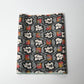 Vintage Japanese Meisen silk kimono fabric piece with a leaf motif in grey and pink from the mid-20th century.