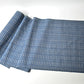 Full view of vintage Japanese men's yukata cotton fabric, soft blue and grey geometric check design, sold by the metre.
