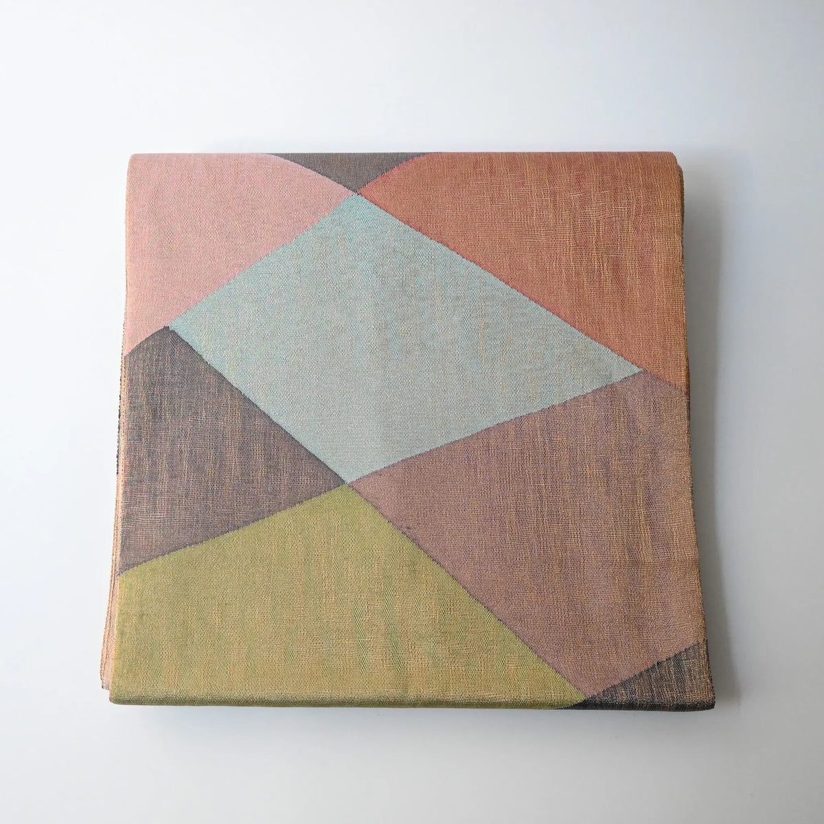 Vintage Japanese women's fukuro obi, striking geometric multicoloured pattern. 