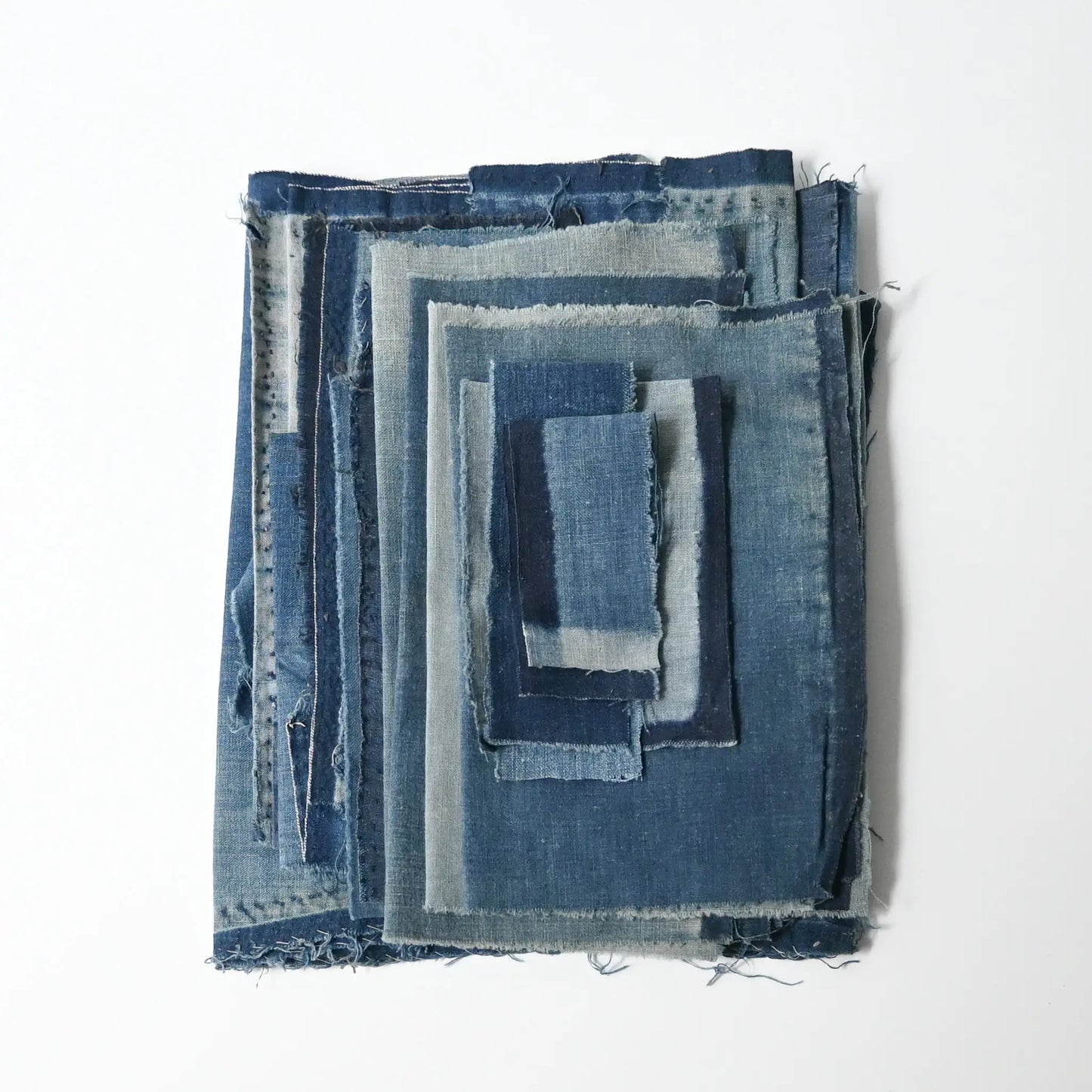 Deconstructed vintage indigo cotton Japanese Momohiki pants pieces set for any unique craft projects.