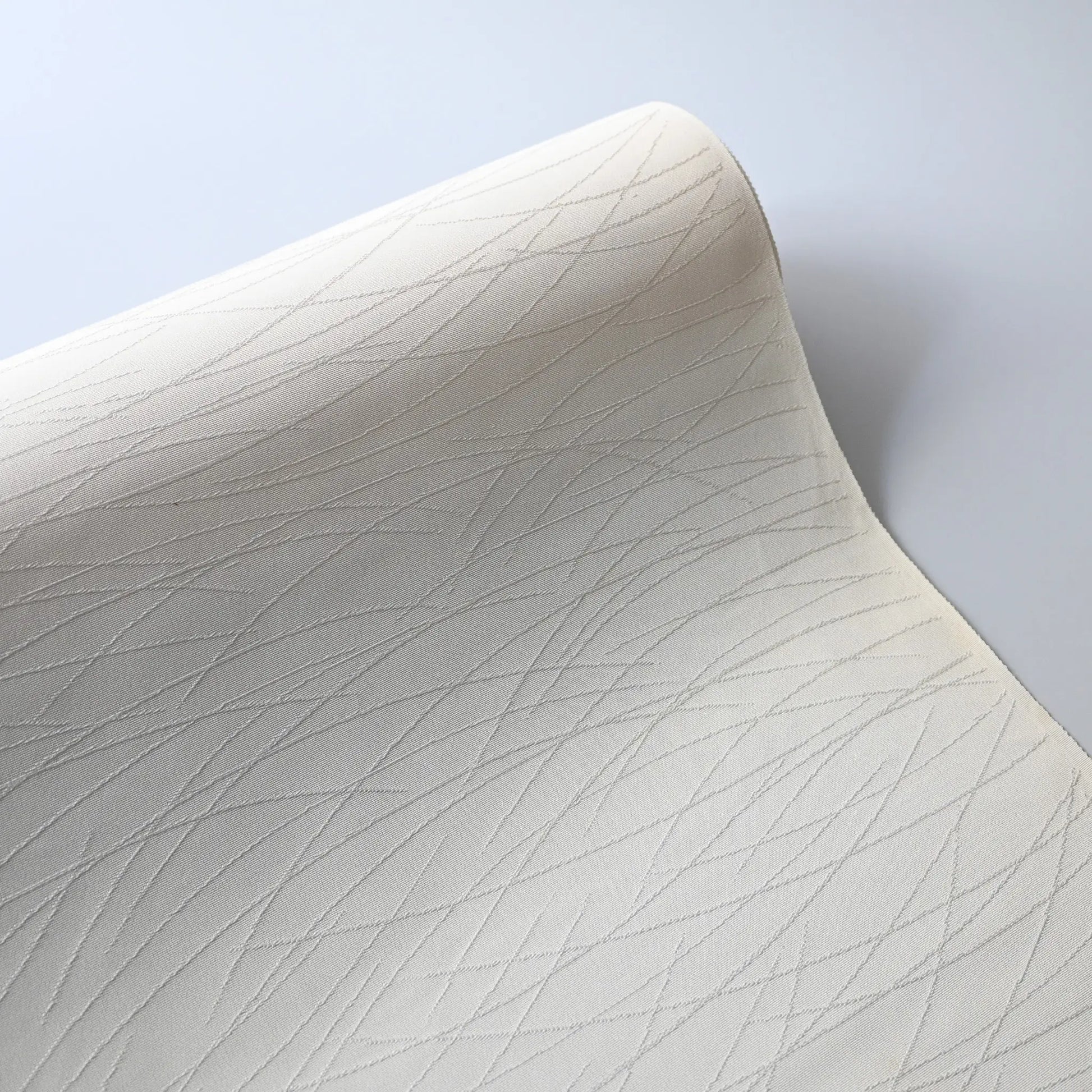 Vintage Japanese plain silk jacquard kimono fabric with autumn grass motif in champagne tone.